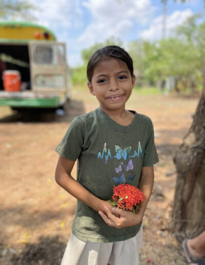 Young girl with flowers